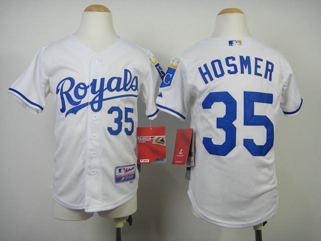 kid Kansas City Royals 35 Eric Hosmer White MLB Jerseys