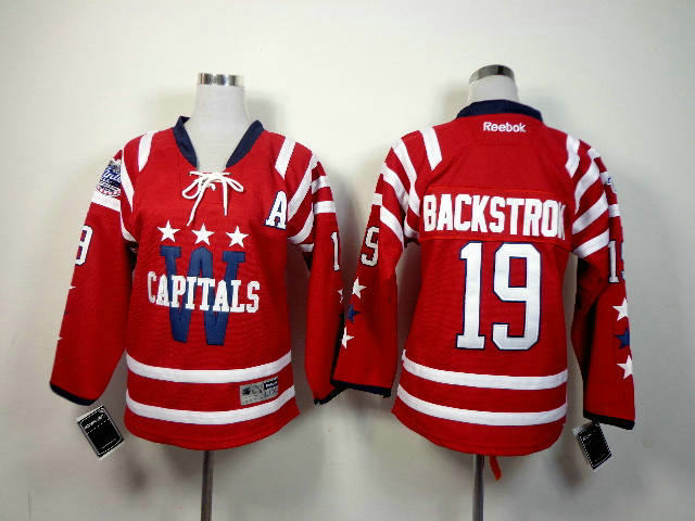 kid Washington Capitals 19 Backstrom red hockey Jerseys