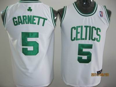 kids Boston Celtics #5 Kevin Garnett  White green Number Jersey