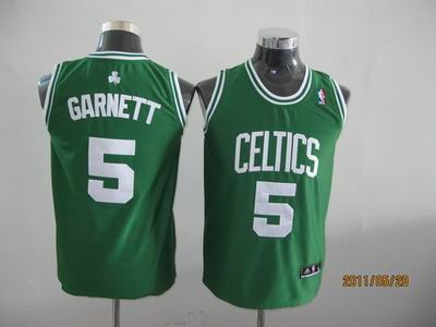 kids Boston Celtics #5 Kevin Garnett Green White Number Jersey