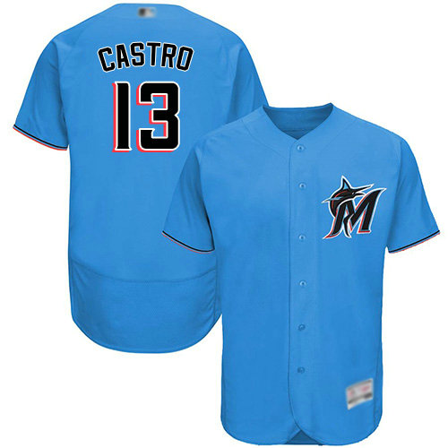 marlins #13 Starlin Castro Blue Flexbase Authentic Collection Stitched Baseball Jersey