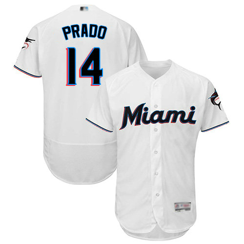 marlins #14 Martin Prado White Flexbase Authentic Collection Stitched Baseball Jersey