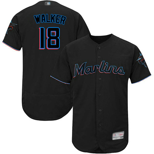 marlins #18 Neil Walker Black Flexbase Authentic Collection Stitched Baseball Jersey