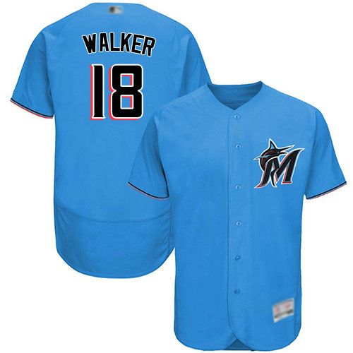 marlins #18 Neil Walker Blue Flexbase Authentic Collection Stitched Baseball Jersey