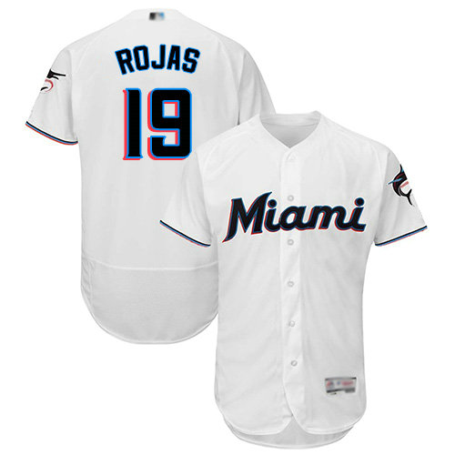 marlins #19 Miguel Rojas White Flexbase Authentic Collection Stitched Baseball Jersey