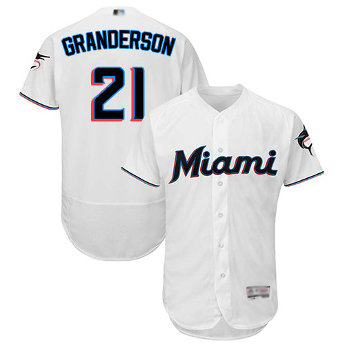 marlins #21 Curtis Granderson White Flexbase Authentic Collection Stitched Baseball Jersey