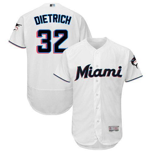 marlins #32 Derek Dietrich White Flexbase Authentic Collection Stitched Baseball Jersey