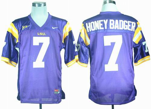 ncaa LSU Tigers Honey Badger 7 Purple College Football Jersey
