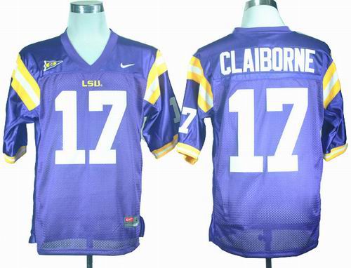 ncaa LSU Tigers Morris Claiborne 17 Purple College Football Jersey