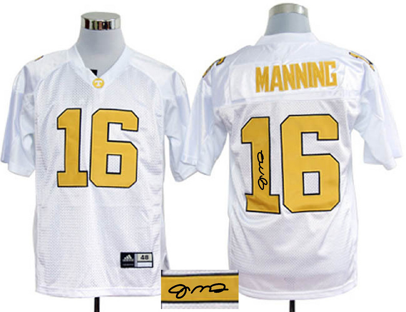 ncaa Tennessee Volunteers Adidas #16 Peyton Manning WHITE signature jerseys