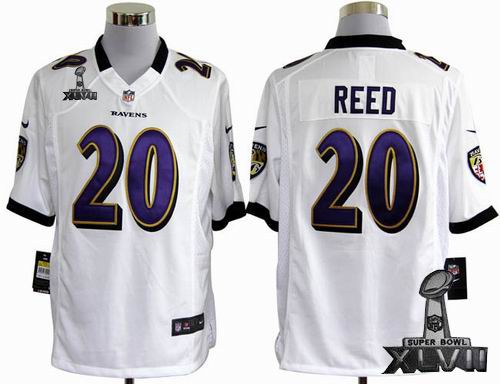 nike Baltimore Ravens 20# Ed Reed white game 2013 Super Bowl XLVII Jersey