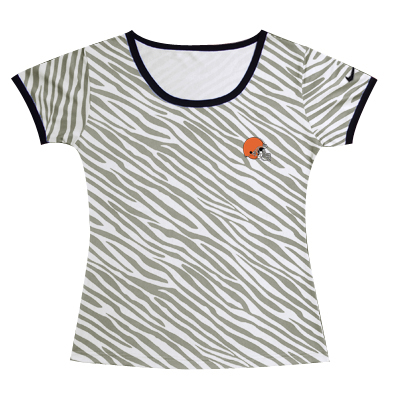 nike Cleveland Browns Bills Chest embroidered logo women Zebra stripes T-shirt