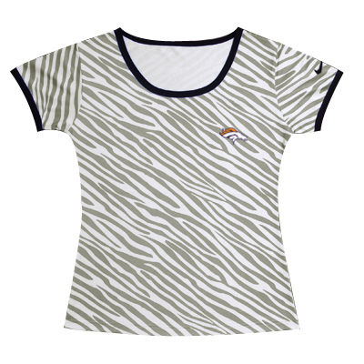 nike Denver Broncos Chest embroidered logo women Zebra stripes T-shirt