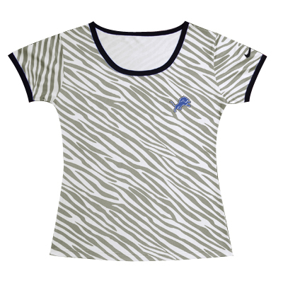 nike Detroit Lions Chest embroidered logo women Zebra stripes T-shirt