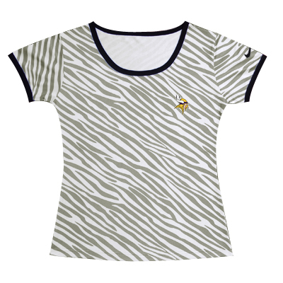 nike Minnesota Vikings Chest embroidered logo women Zebra stripes T-shirt