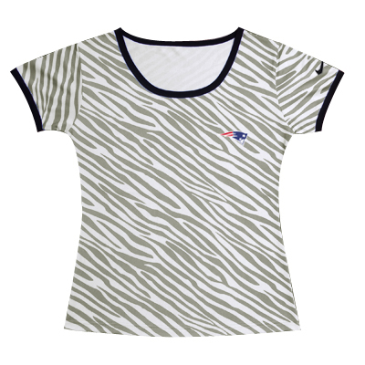 nike New England Patriots   Chest embroidered logo women Zebra stripes T-shirt
