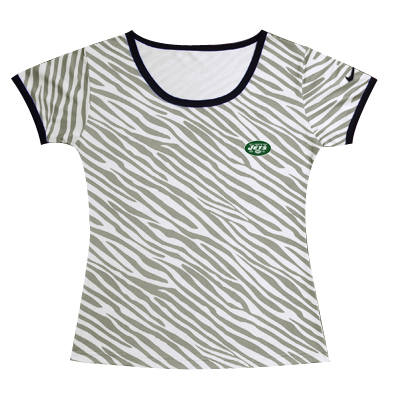 nike New York Jets Chest embroidered logo women Zebra stripes T-shirt