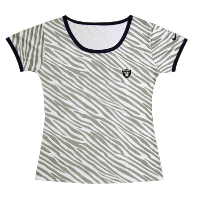 nike Oakland Raiders Chest embroidered logo women Zebra stripes T-shirt