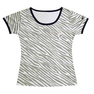 nike Pittsburgh  Steelers Bills Chest embroidered logo women Zebra stripes T-shirt
