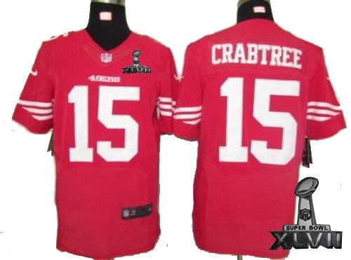 nike San Francisco 49ers #15 Michael Crabtree red Elite 2013 Super Bowl XLVII Jersey