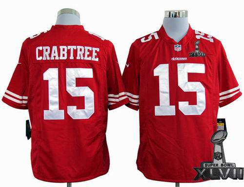 nike San Francisco 49ers #15 Michael Crabtree red game 2013 Super Bowl XLVII Jersey