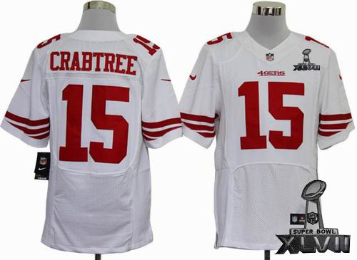 nike San Francisco 49ers #15 Michael Crabtree white Elite 2013 Super Bowl XLVII Jersey