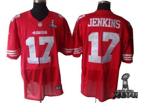 nike San Francisco 49ers #17 A.J. Jenkins red elite 2013 Super Bowl XLVII Jersey