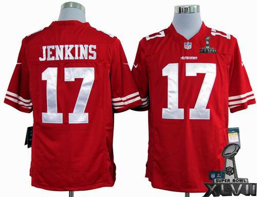 nike San Francisco 49ers #17 A.J. Jenkins red game 2013 Super Bowl XLVII Jersey