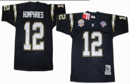san diego chargers 12# stan humphries dk blue throwback jersey