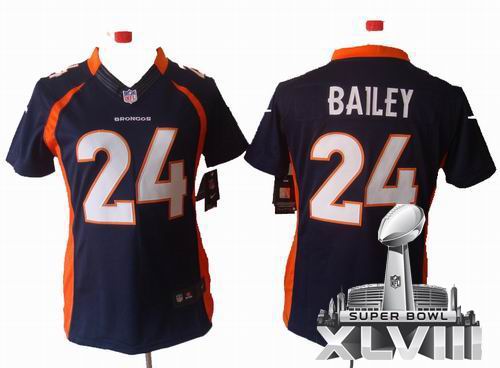 women 2012 Nike Denver Broncos #24 Champ Bailey blue limited 2014 Super bowl XLVIII(GYM) Jersey