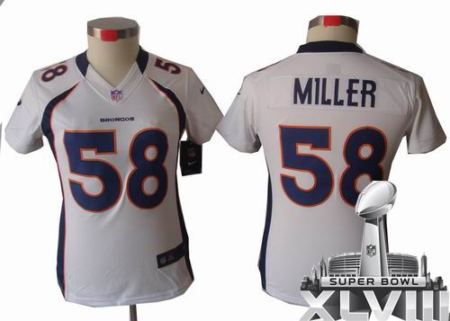 women 2012 Nike Denver Broncos #58 Von Miller white limited 2014 Super bowl XLVIII(GYM) Jersey