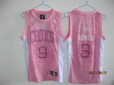 women Boston Celtics #9 Rajon Rondo pink jersey