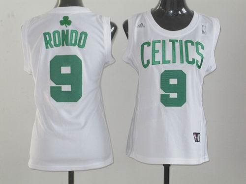 women Boston Celtics Rajon Rondo #9 white jerseys