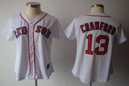 women Boston Red Sox #13 Carl Crawford white red strip jersey