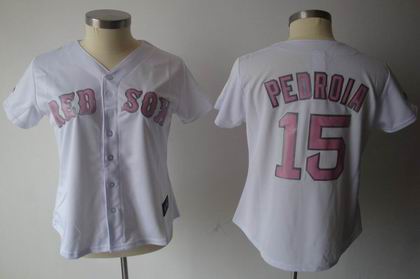 women Boston Red Sox Authentic #15 Dustin Pedroia white jersey