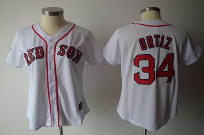 women Boston Red Sox Authentic #34 David Ortiz white red strip   jersey