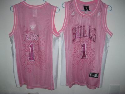 women Chicago Bulls 1# Derrick Rose pink Jersey