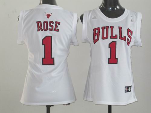 women Chicago Bulls 1# Derrick Rose white jerseys