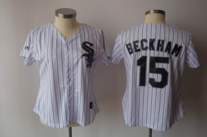 women Chicago White Sox #15 Gordon Beckham white black strip Jerseys