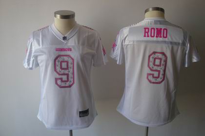 women Dallas Cowboys #9 Tony Romo Star Struck White Fashion Jerseys