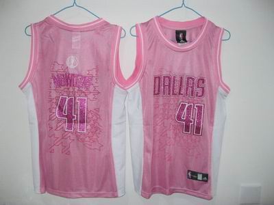 women Dallas Mavericks 41# Dirk Nowitzki pink jersey