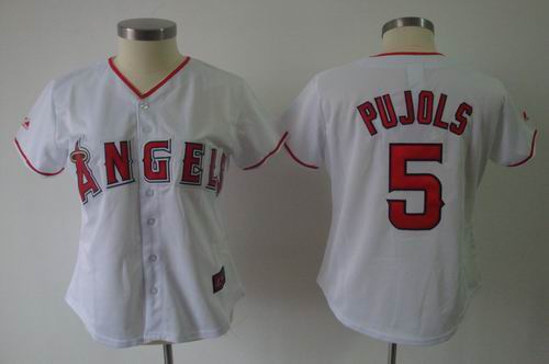 women Los Angeles Angels 5# Albert Pujols white Cool Base Jersey
