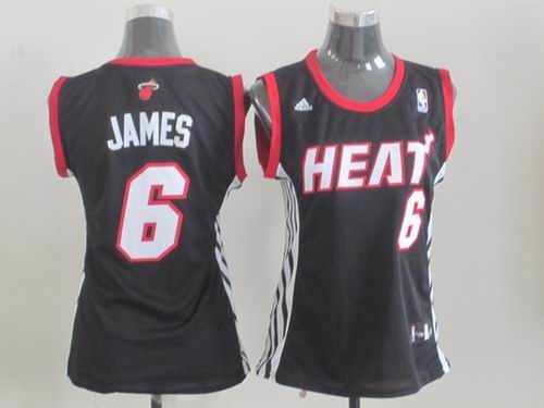 women Miami Heat 6# LeBron James black jersey