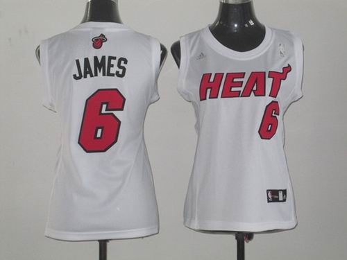 women Miami Heat 6# LeBron James white jersey
