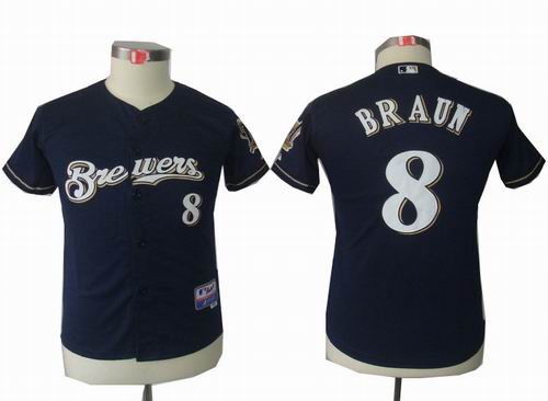 women Milwaukee Brewers 8# Ryan Braun blue jersey
