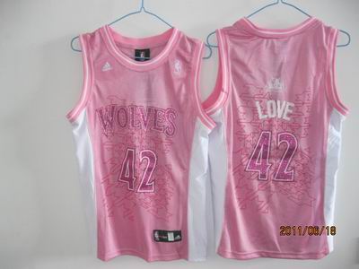 women Minnesota Timberwolves Kevin Love pink jerseys