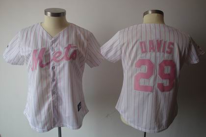 women New York Mets #29 IKe davis white pink strip Jerseys