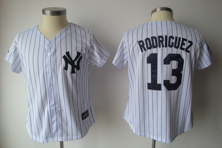 women New York Yankees #13 Alex Rodriguez white black strip