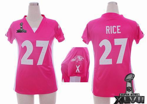 women Nike Baltimore Ravens #27 Ray Rice pink draft him ii top 2013 Super Bowl XLVII Jersey