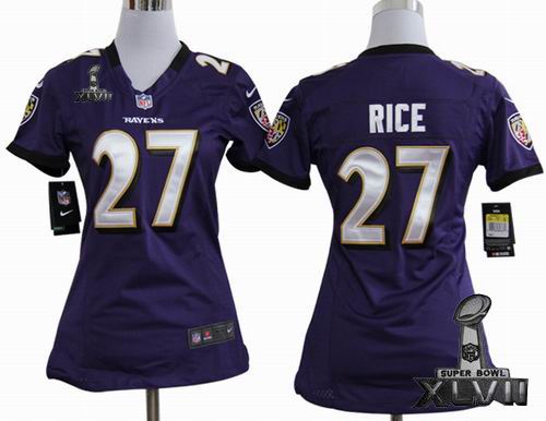 women Nike Baltimore Ravens #27 Ray Rice purple game 2013 Super Bowl XLVII Jersey